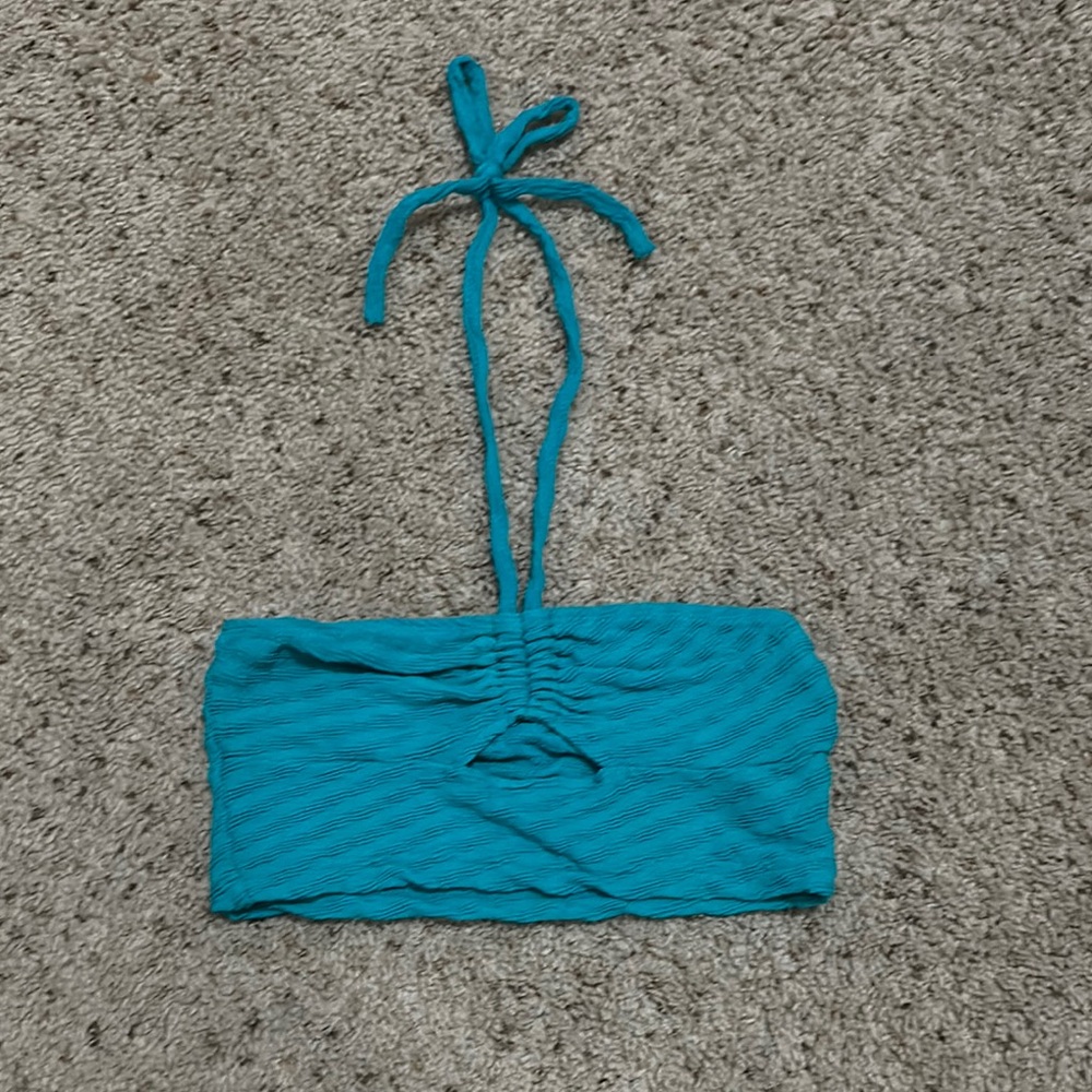 Drawstring Cut Out Halter Crop Top